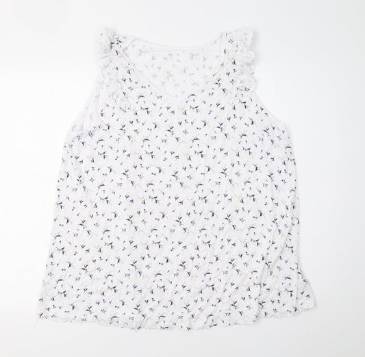 Womens UK Size L Preworn White Basic Tank