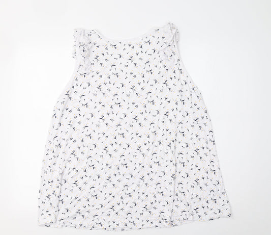 Womens UK Size L Preworn White Basic Tank