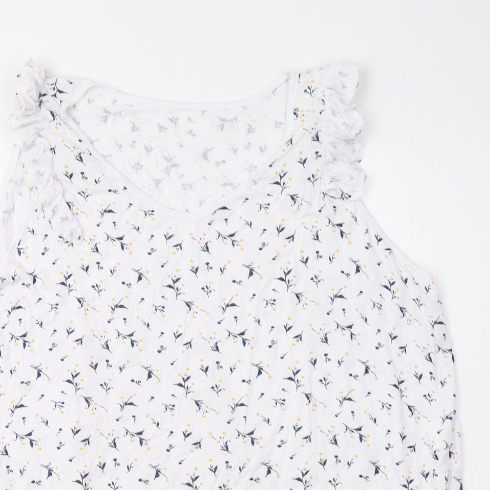 Womens UK Size L Preworn White Basic Tank