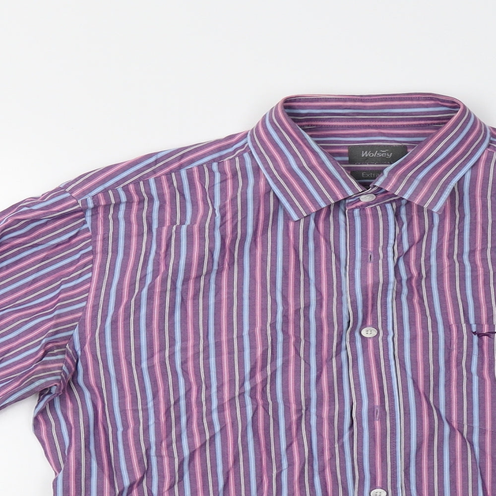 Wolsey Mens Purple Striped   Button-Up Size M