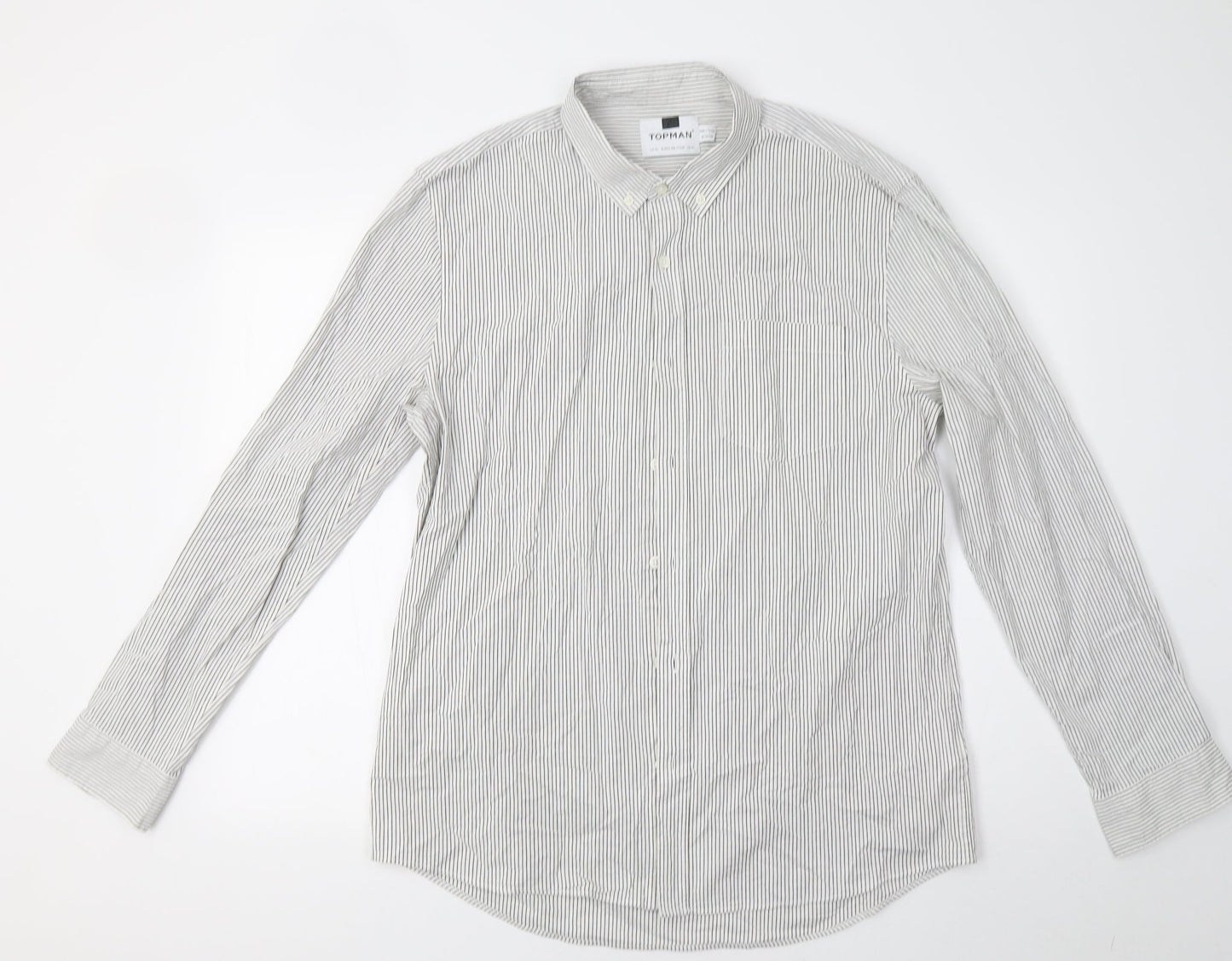 Mens UK Size XL Topman White  Button-Up Long Sleeve Casual Shirt