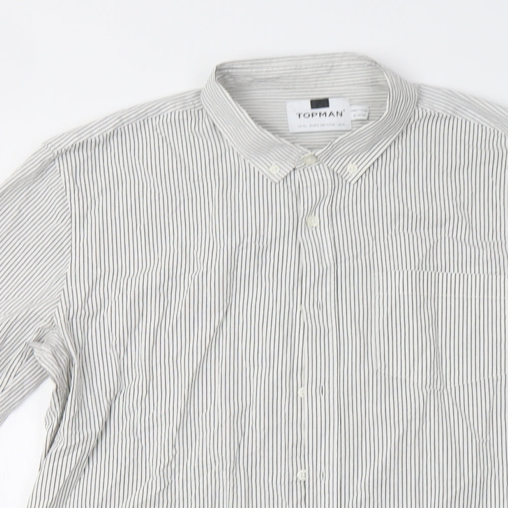 Mens UK Size XL Topman White  Button-Up Long Sleeve Casual Shirt
