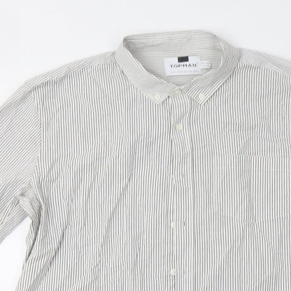 Mens UK Size XL Topman White  Button-Up Long Sleeve Casual Shirt