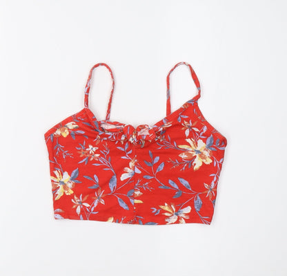 Primark Womens Red Floral  Cropped Tank Size 8