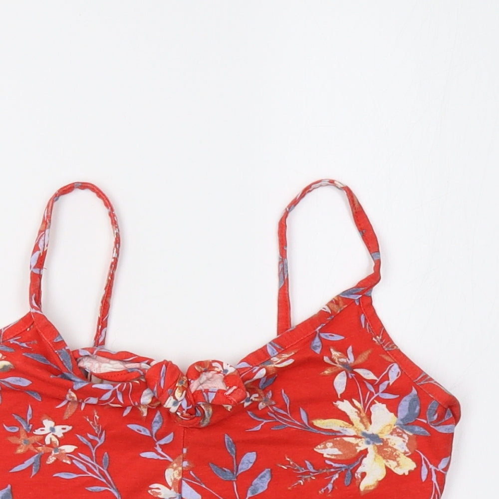 Primark Womens Red Floral  Cropped Tank Size 8