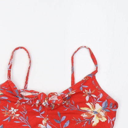 Primark Womens Red Floral  Cropped Tank Size 8