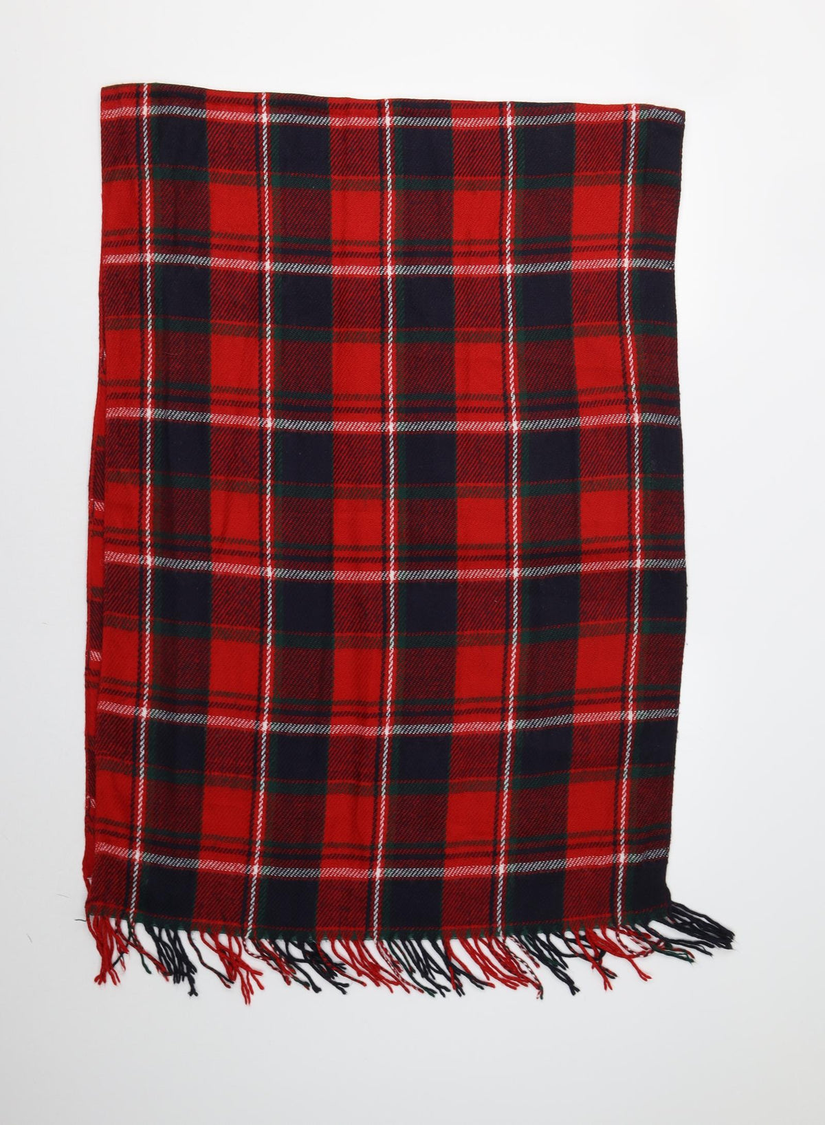 Preworn Womens Red Plaid Knit  Shawl/Wrap