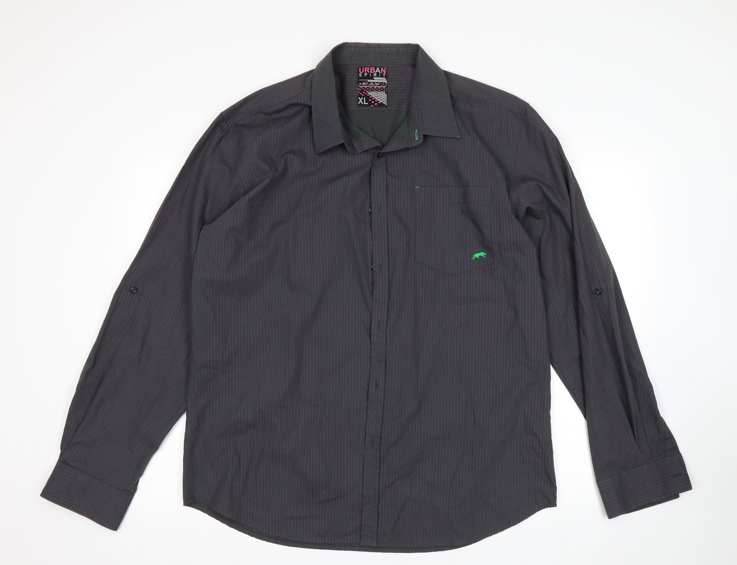 Urban Spirit Mens Grey Striped   Button-Up Size XL