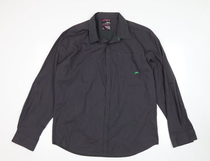 Urban Spirit Mens Grey Striped   Button-Up Size XL