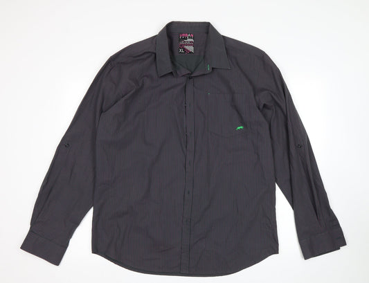 Urban Spirit Mens Grey Striped   Button-Up Size XL