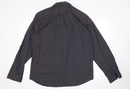 Urban Spirit Mens Grey Striped   Button-Up Size XL