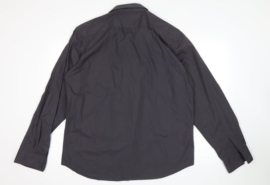 Urban Spirit Mens Grey Striped   Button-Up Size XL