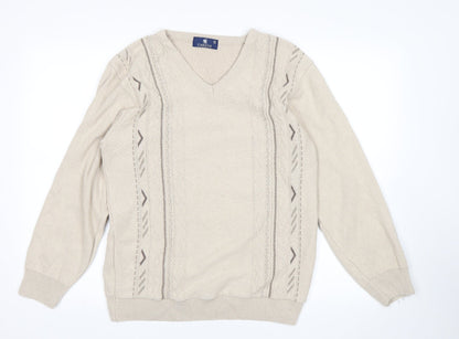 Carson Mens Beige   Pullover Jumper Size S
