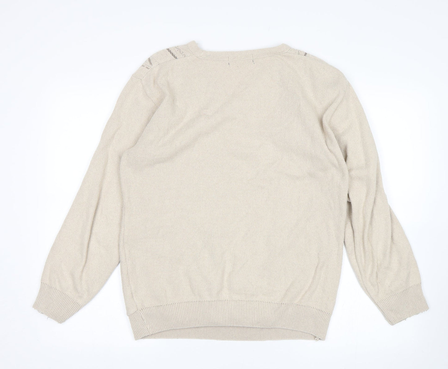 Carson Mens Beige   Pullover Jumper Size S