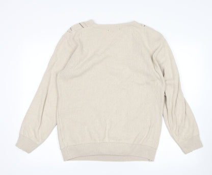 Carson Mens Beige   Pullover Jumper Size S