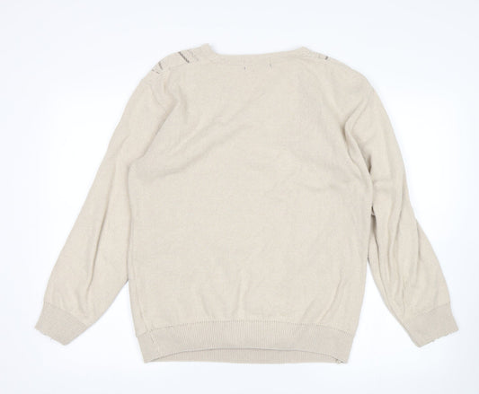 Carson Mens Beige   Pullover Jumper Size S