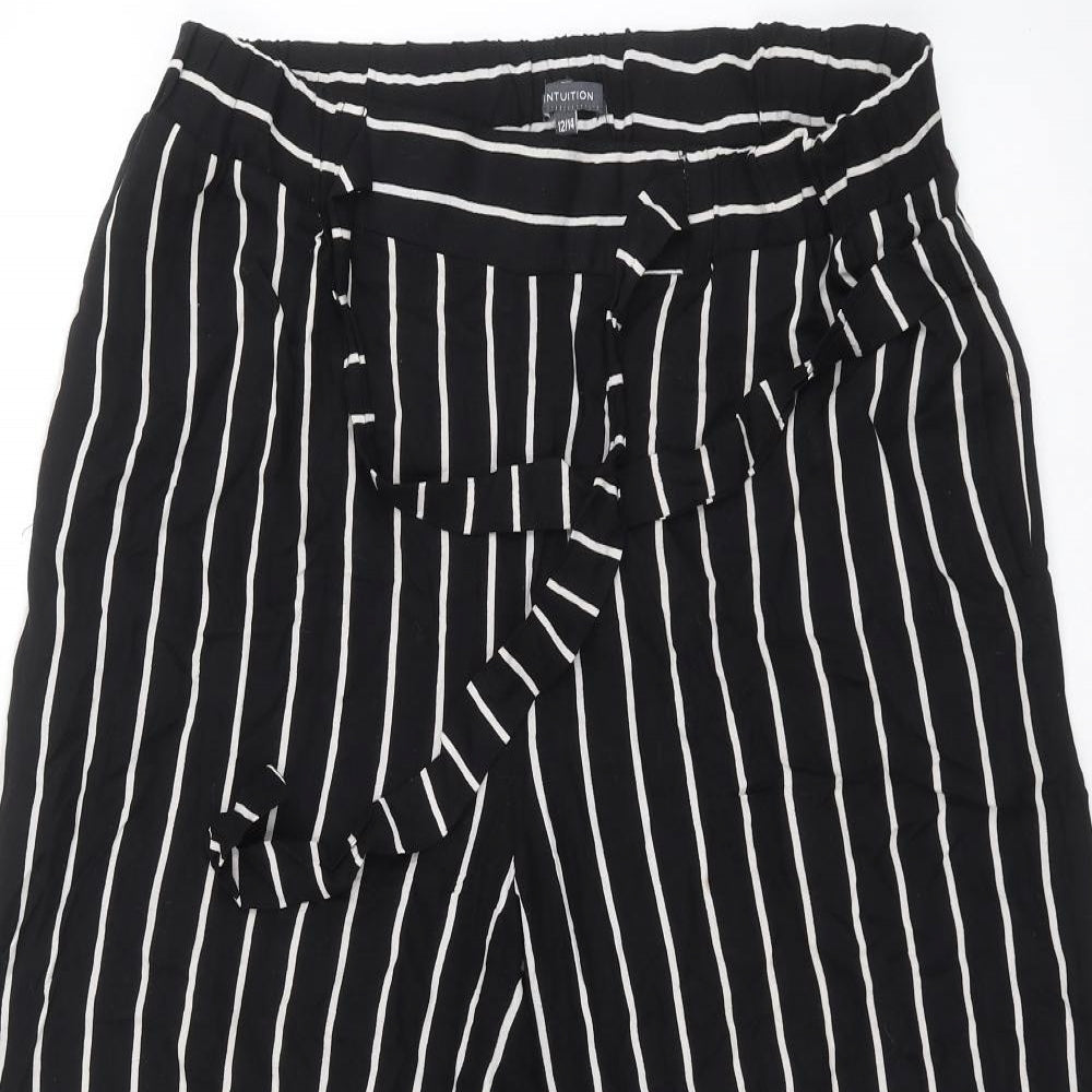 Womens UK Size 12 INTUITION Regular Fit Cropped Black Trousers