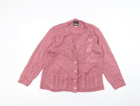 Womens UK Size S Florida Pink Cardigan Jumper