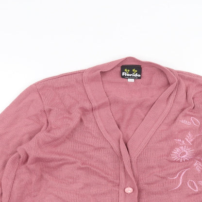 Womens UK Size S Florida Pink Cardigan Jumper