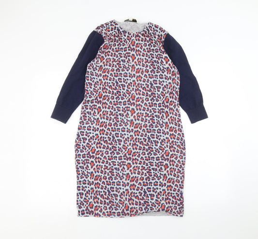 Clements Ribeiro Womens Blue Animal Print  Pencil Dress  Size L