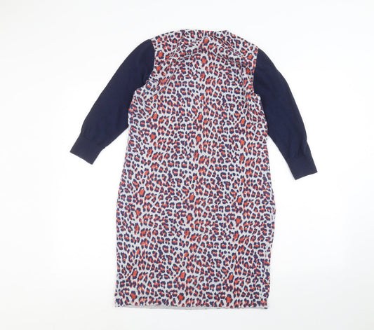 Clements Ribeiro Womens Blue Animal Print  Pencil Dress  Size L
