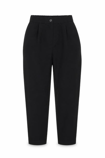 Front view of ASOS women’s black trousers, size UK 6, 24-inch leg