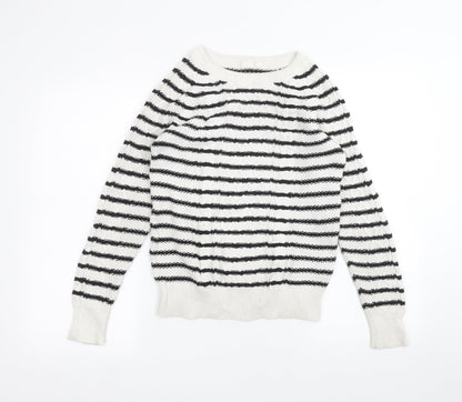 Gap Womens White Striped  Pullover Jumper Size XS