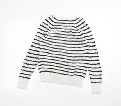 Gap Womens White Striped  Pullover Jumper Size XS