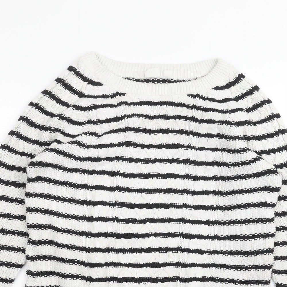 Gap Womens White Striped  Pullover Jumper Size XS