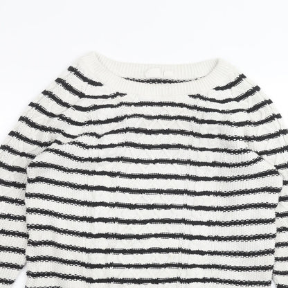 Gap Womens White Striped  Pullover Jumper Size XS