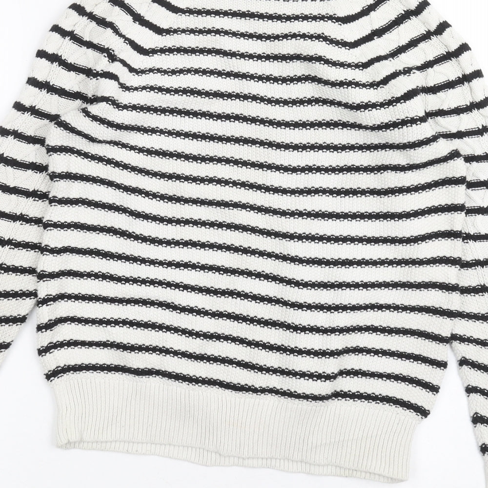 Gap Womens White Striped  Pullover Jumper Size XS