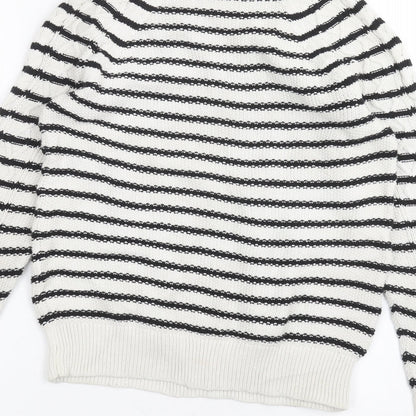 Gap Womens White Striped  Pullover Jumper Size XS