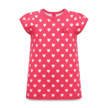 Preworn Girls Pink Polka Dot  Pullover Jumper Size 4 Years