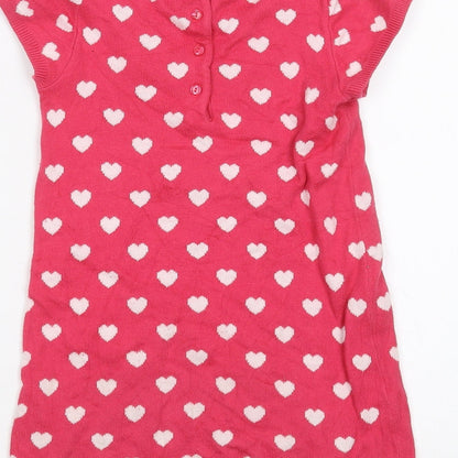 Preworn Girls Pink Polka Dot  Pullover Jumper Size 4 Years