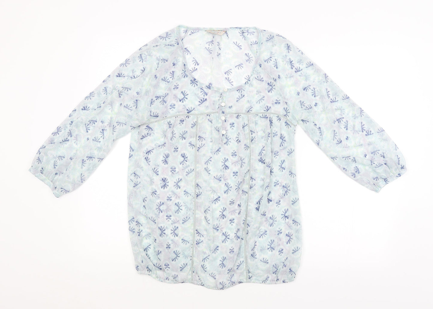 Indigo Womens Blue Argyle/Diamond  Basic Blouse