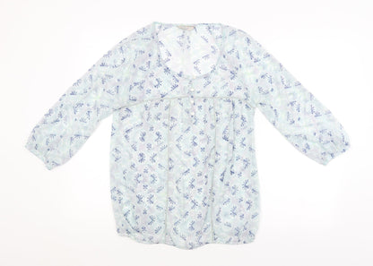 Indigo Womens Blue Argyle/Diamond  Basic Blouse