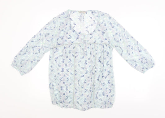 Indigo Womens Blue Argyle/Diamond  Basic Blouse