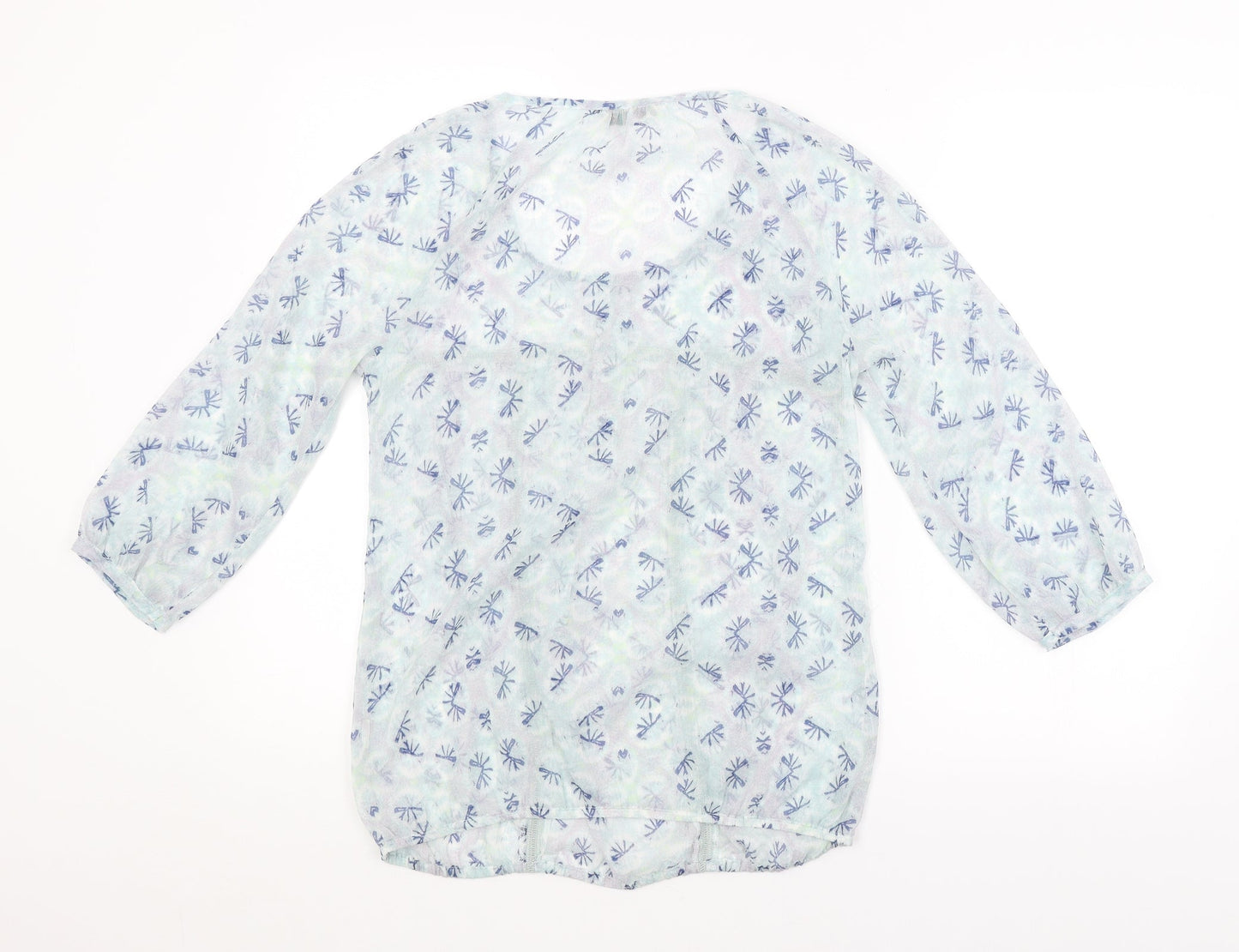 Indigo Womens Blue Argyle/Diamond  Basic Blouse