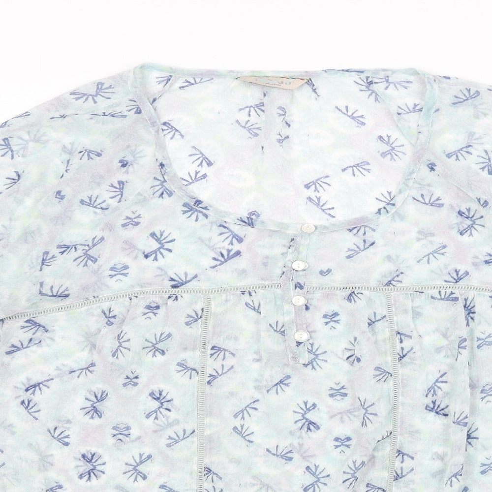 Indigo Womens Blue Argyle/Diamond  Basic Blouse