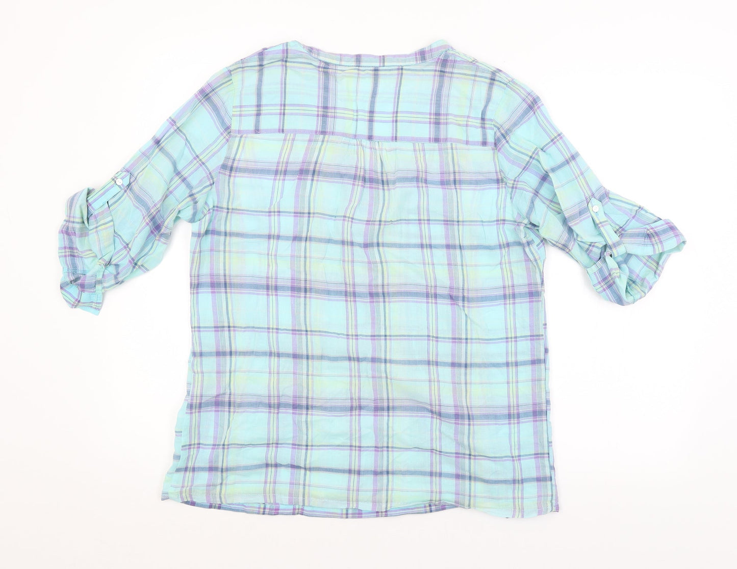 M&S Womens Blue Check  Basic Blouse