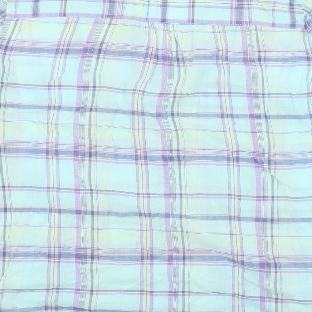 M&S Womens Blue Check  Basic Blouse