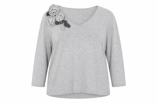 Front view of Kaliko women’s grey jumper, size UK 16