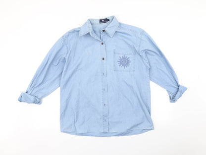 Mens UK Size M Genesis Blue  Button-Up Long Sleeve Casual Shirt