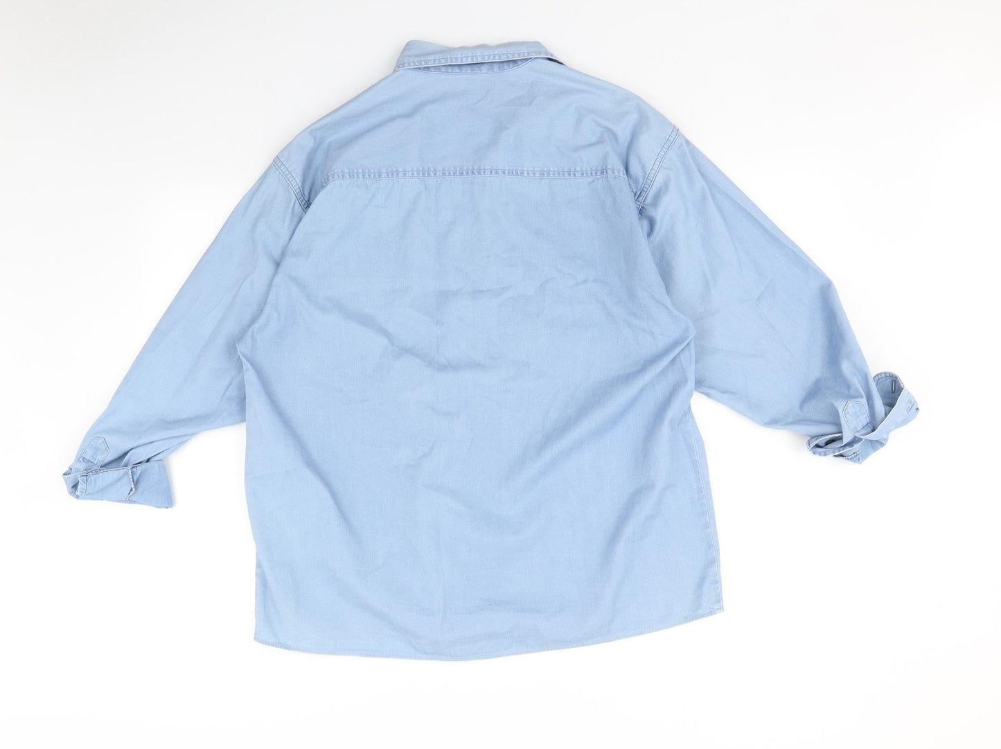Mens UK Size M Genesis Blue  Button-Up Long Sleeve Casual Shirt