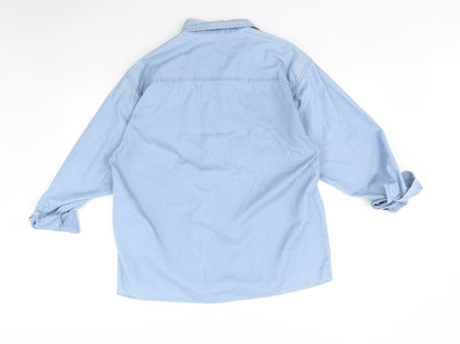 Mens UK Size M Genesis Blue  Button-Up Long Sleeve Casual Shirt