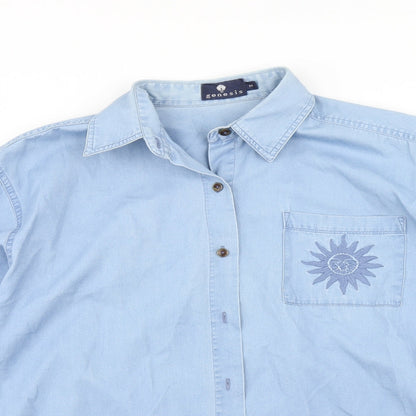 Mens UK Size M Genesis Blue  Button-Up Long Sleeve Casual Shirt