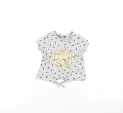 Primark Baby Grey   Basic T-Shirt Size 18-24 Months  - Star print