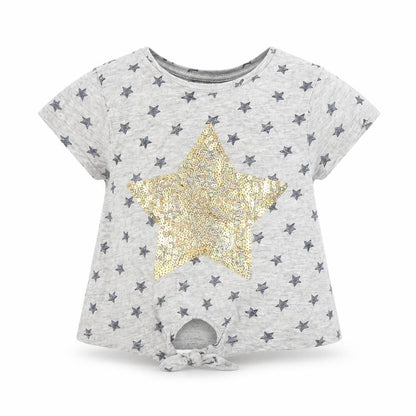 Primark Baby Grey   Basic T-Shirt Size 18-24 Months  - Star print