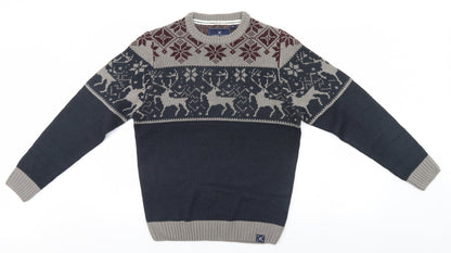 James Darby Mens Blue Fair Isle  Pullover Sweatshirt   - Christmas