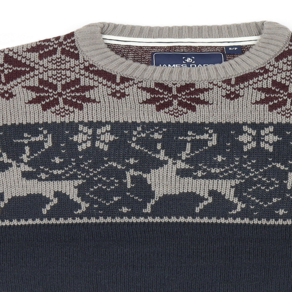 James Darby Mens Blue Fair Isle  Pullover Sweatshirt   - Christmas
